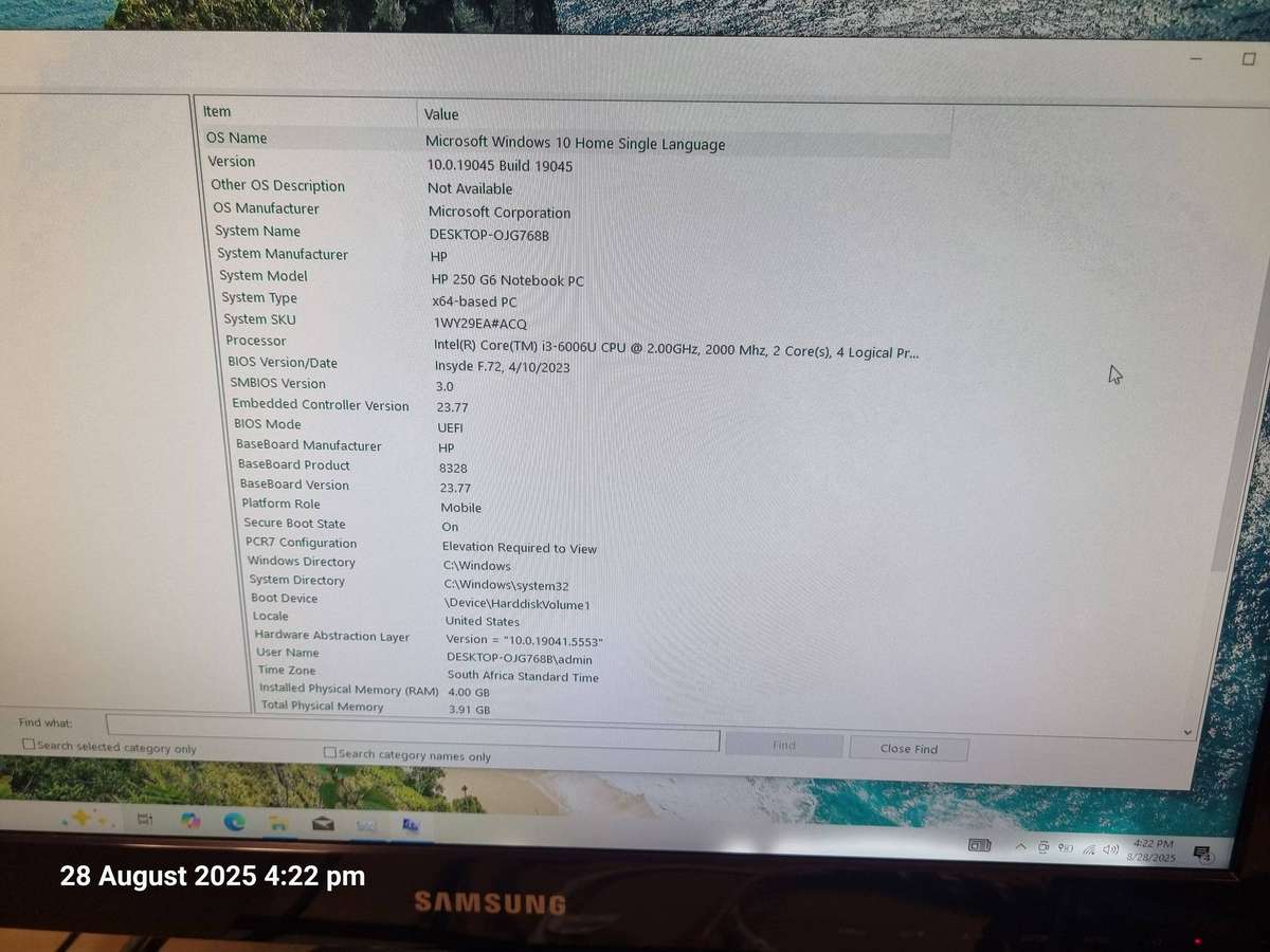 HP 250 G6 ,i3 4GB,500GB