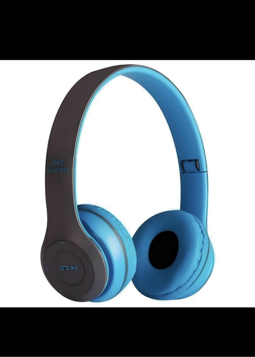 P47 Wireless Bluetooth Headphones lot black and one blue