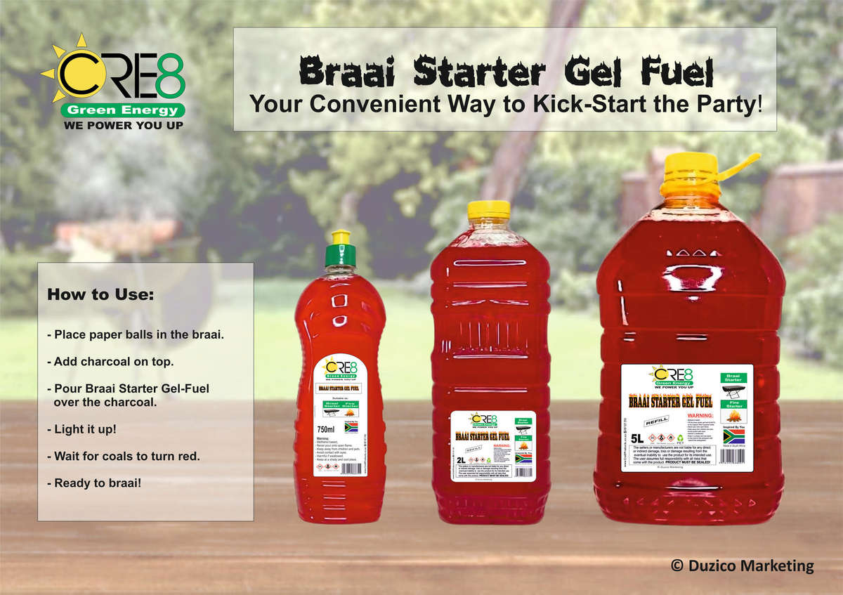 Braai & Fire Starter Gel Fuel Combo - 1x 750ml bottles plus a 2L refill.