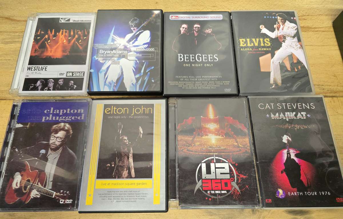 8x MUSIC DVD'S TO HIGHEST BIDDER