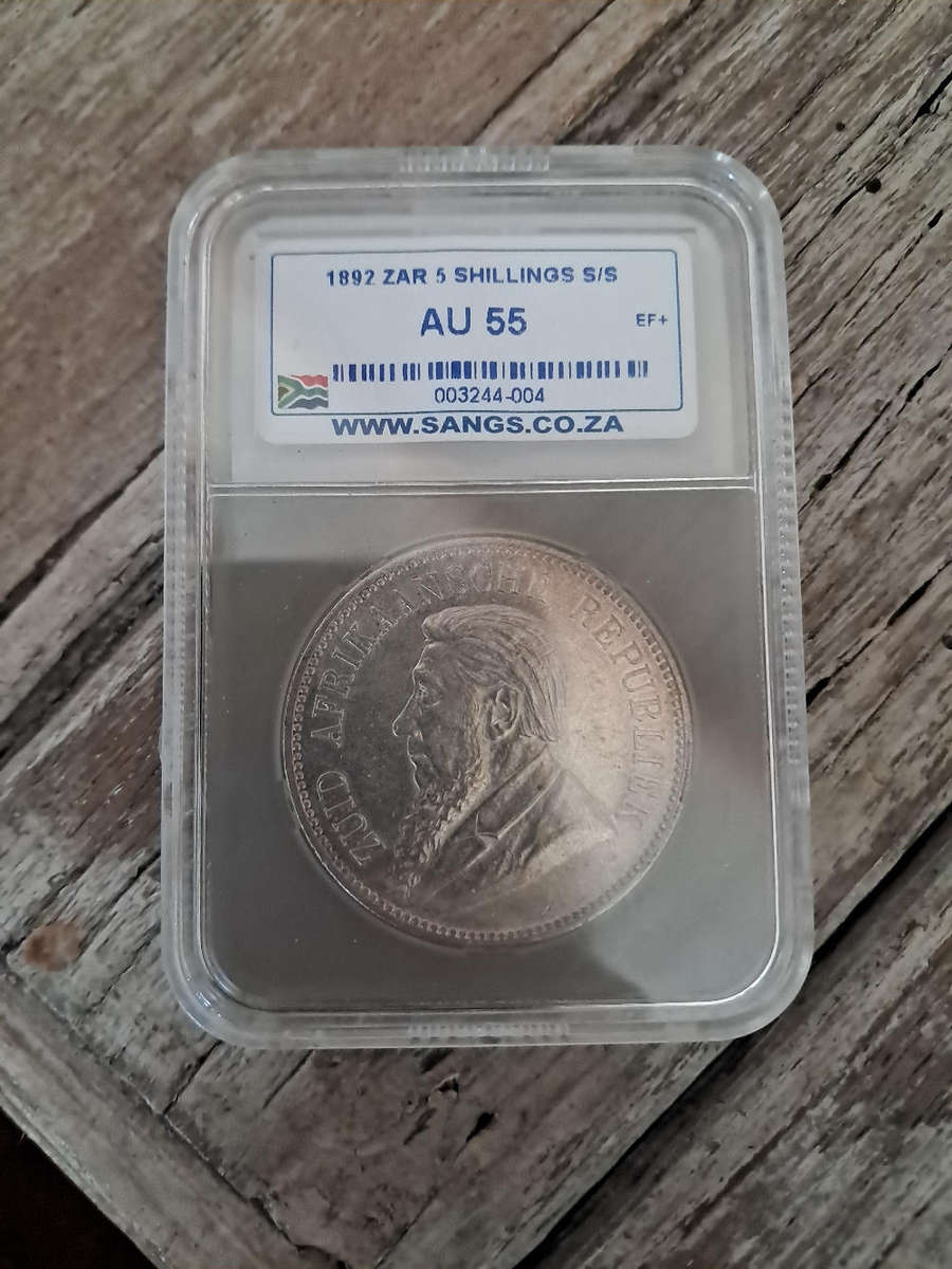 1892 5 Shillings. ZAR beauty, Sangs AU55.