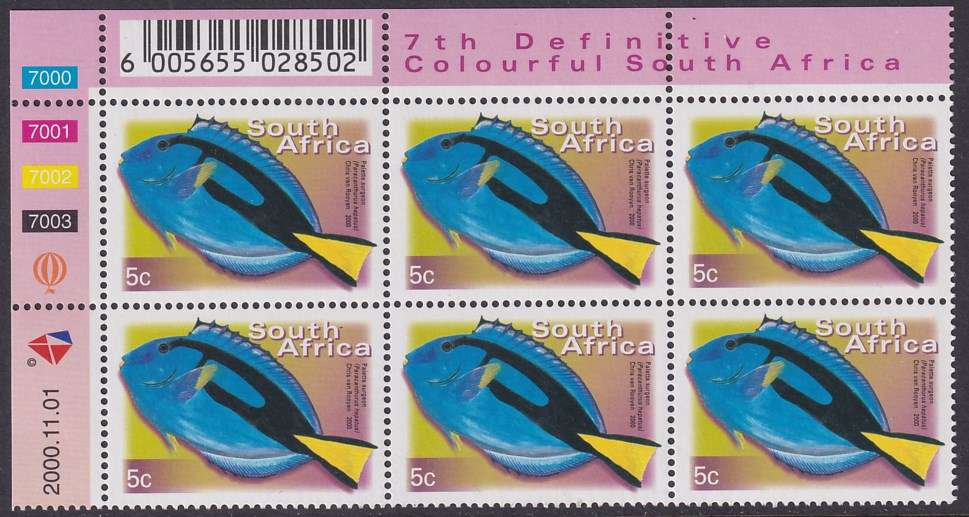 SOUTH AFRICA 2000 7th Definitive 5c control block dated 2000.11.01 (SACC 1293, MNH)