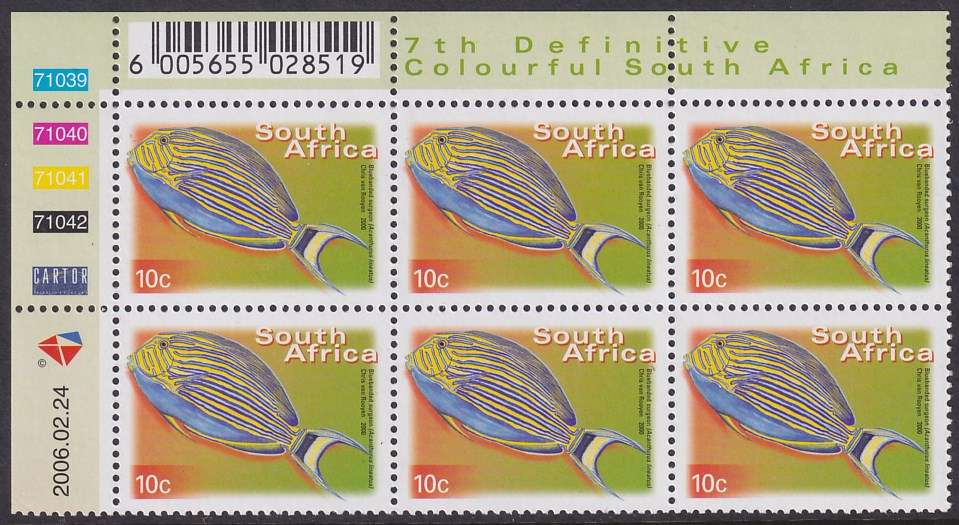 SOUTH AFRICA 2000 7th Definitive 10c control block dated 2006.02.24 (SACC 1294a, MNH)