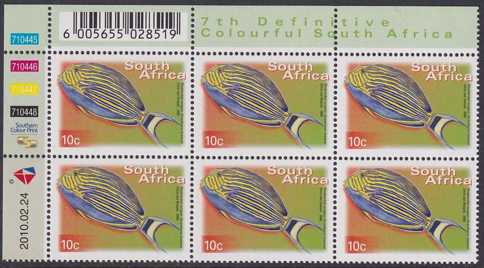 SOUTH AFRICA 2000 7th Definitive 10c control block dated 2010.02.24 (SACC 1294a, MNH)
