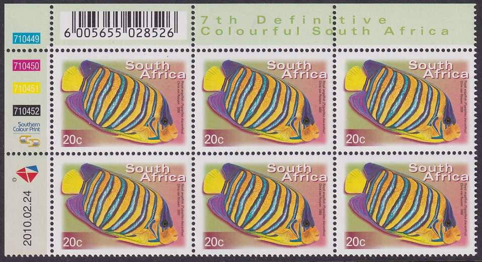SOUTH AFRICA 2000 7th Definitive 20c control block dated 2010.02.24 (SACC 1295a, MNH)