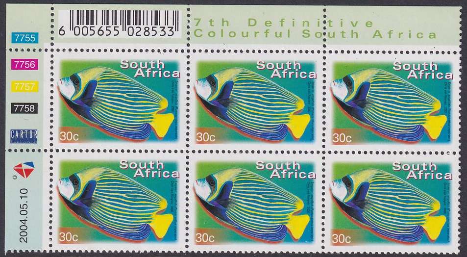 SOUTH AFRICA 2000 7th Definitive 30c control block dated 2004.05.10 (SACC 1296a, MNH)