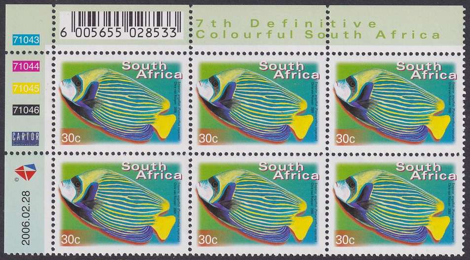 SOUTH AFRICA 2000 7th Definitive 30c control block dated 2006.02.28 (SACC 1296a, MNH)