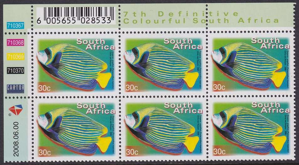 SOUTH AFRICA 2000 7th Definitive 30c control block dated 2008.06.00 (SACC 1296a, MNH)