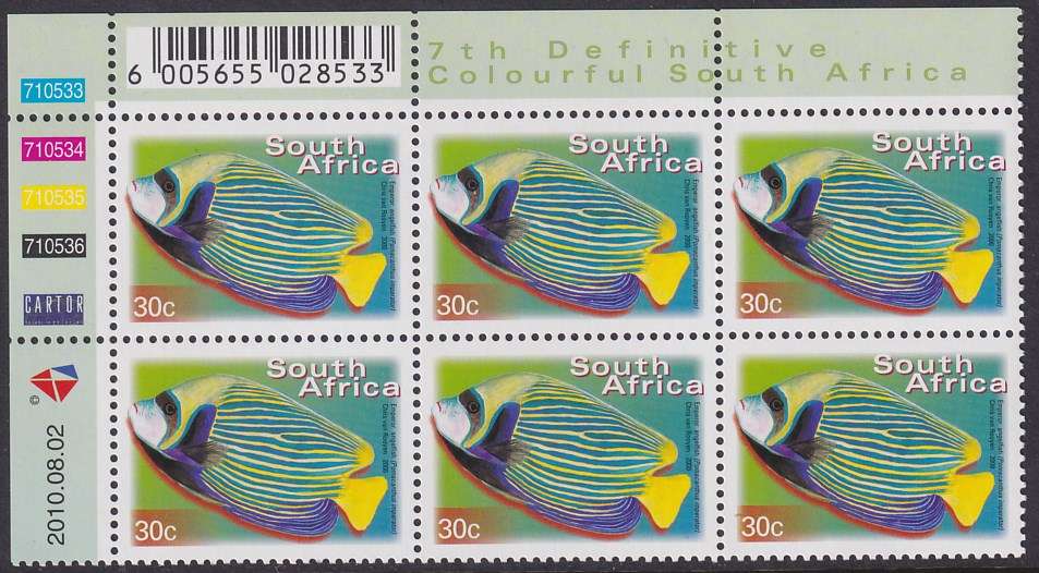 SOUTH AFRICA 2000 7th Definitive 30c control block dated 2010.08.02 (SACC 1296a, MNH)