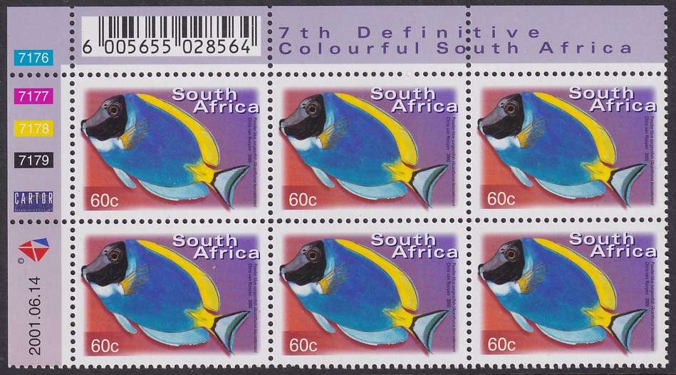 SOUTH AFRICA 2000 7th Definitive 60c control block dated 2001.06.14 (SACC 1299a, MNH)
