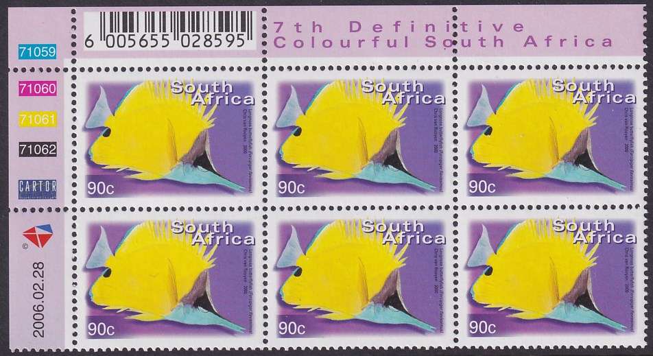 SOUTH AFRICA 2000 7th Definitive 90c control block dated 2006.02.28 (SACC 1302a, MNH)