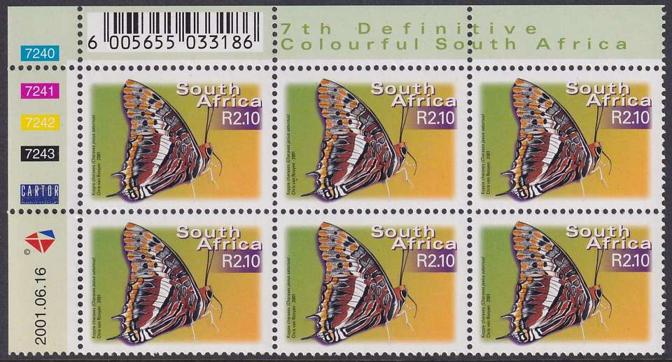 SOUTH AFRICA 2000 7th Definitive R2.10 control block dated 2001.06.16 (SACC 1405, MNH)
