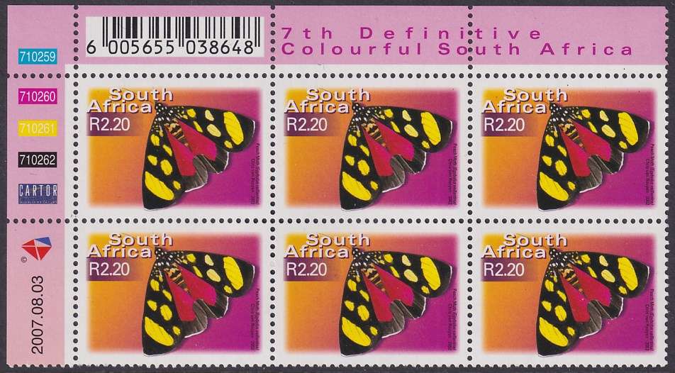 SOUTH AFRICA 2000 7th Definitive R2.20 control block dated 2007.08.03 (SACC 1506, MNH)