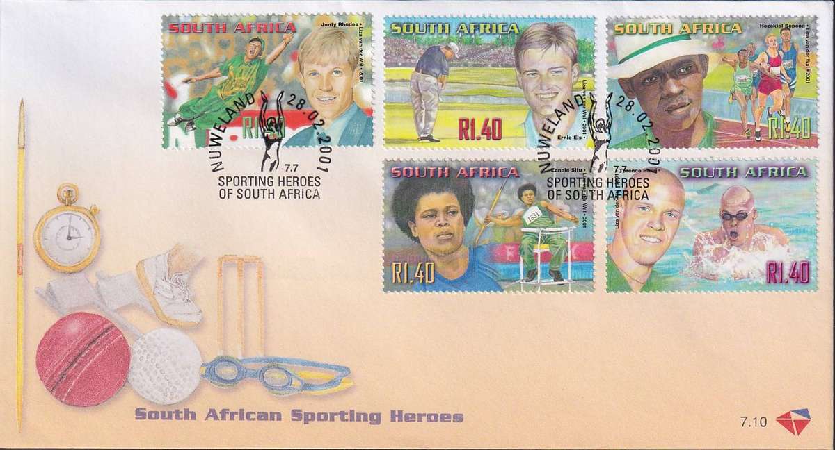 RSA 2001 South African Sporting Heroes FDC 7.10