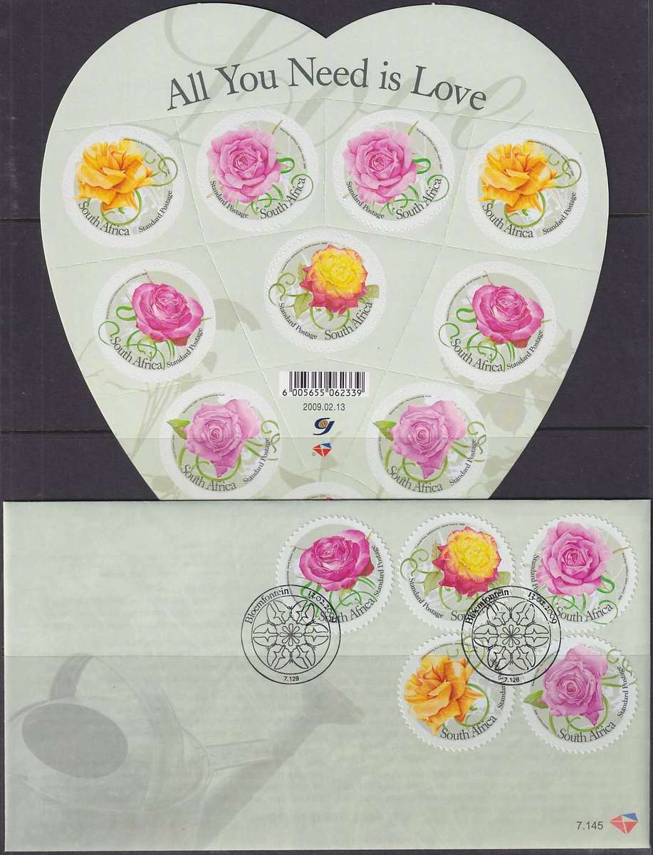RSA 2009 All You Need is Love sheetlet with FDC 7.145 (MNH)