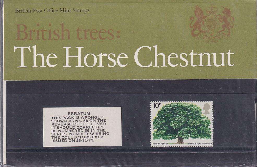 GB 1974 British Trees The Horse Chestnut presentation pack no. 59