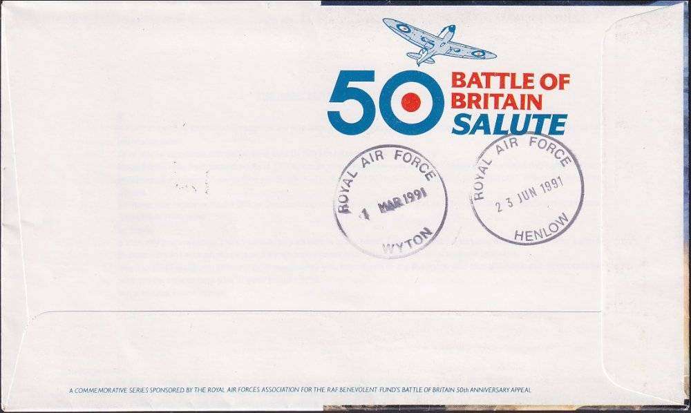 GB 1990 Battle of Britain "The Night Blitz" cover with 3 signatures