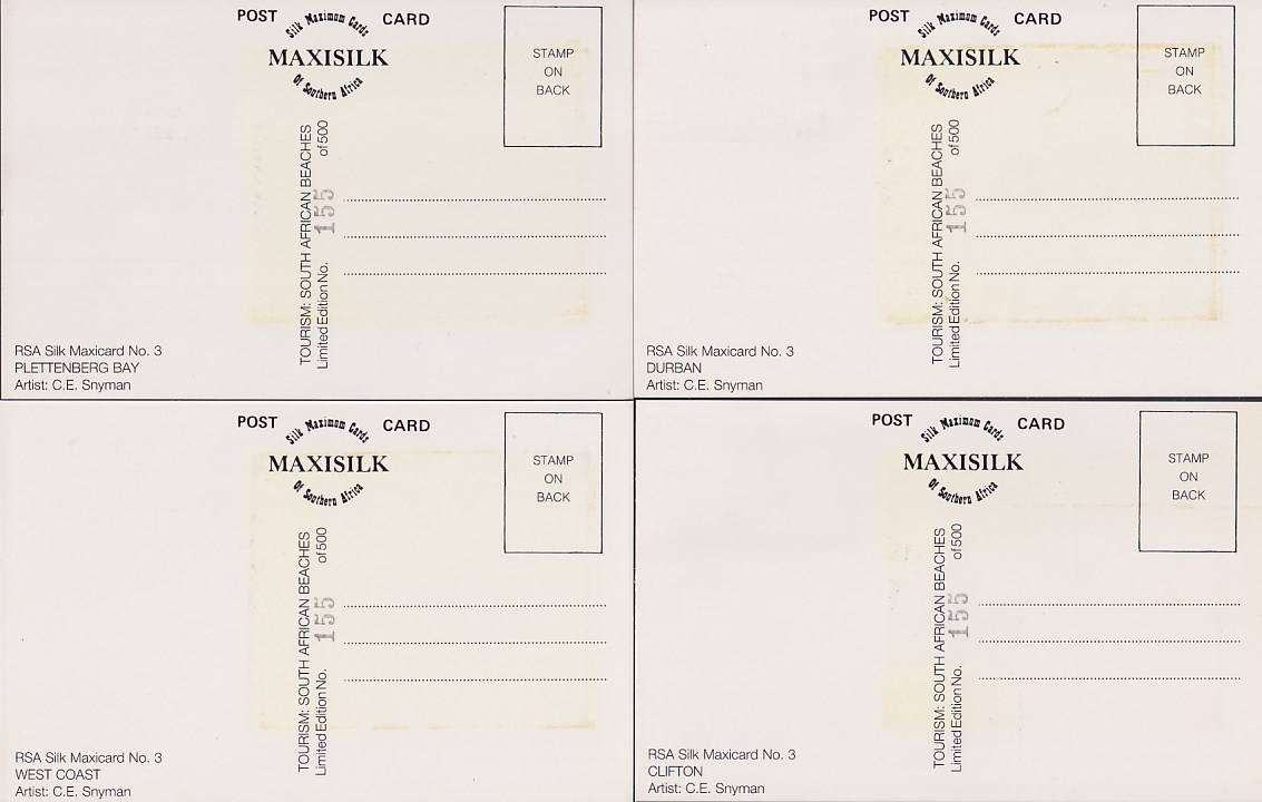 SOUTH AFRICA - 1983 Beaches in SA set of 4 silk maxicards no. 3, only 500 sets printed