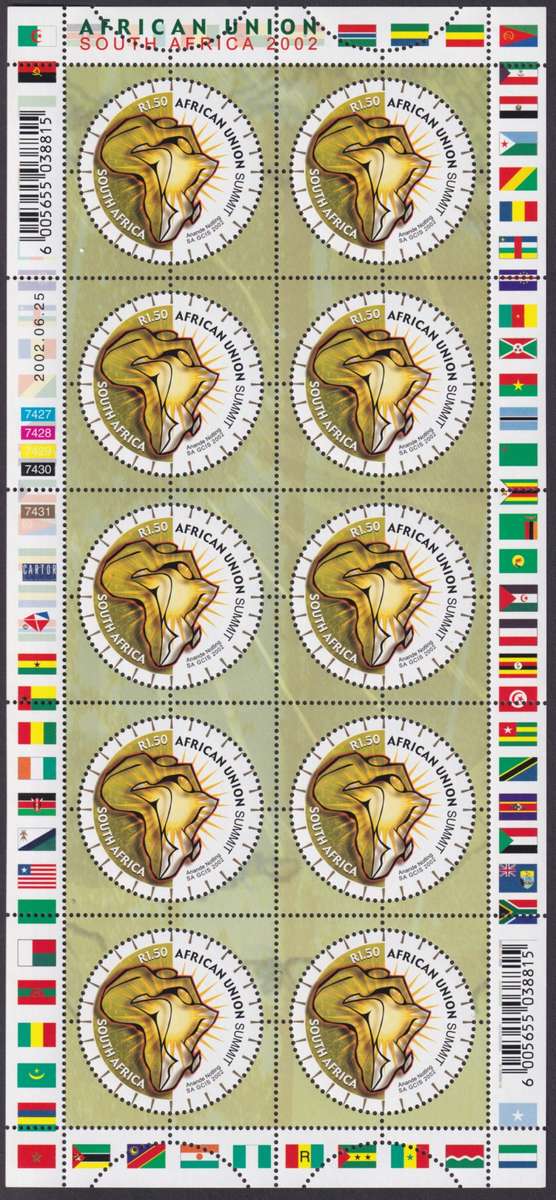 SOUTH AFRICA 2002 African Union Summit sheetlet (MNH, R320)
