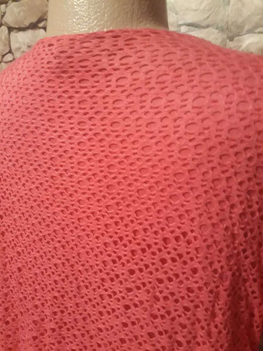 HOT PINK DOUBLE LAYERED KNITTED JUMPER -   VISCOSE FABRIC MADE IN ITALY - SIZE 12/36/L