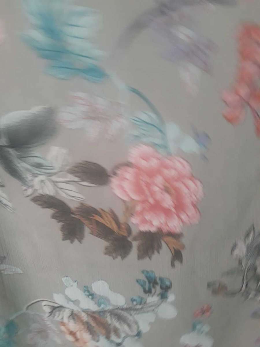 MERIEN HALL  GREEN FLOWER PATTERN  FULLY LINED THROW OVER TOP WITH ELASTICATED WAIST - SIZE 12/36/L