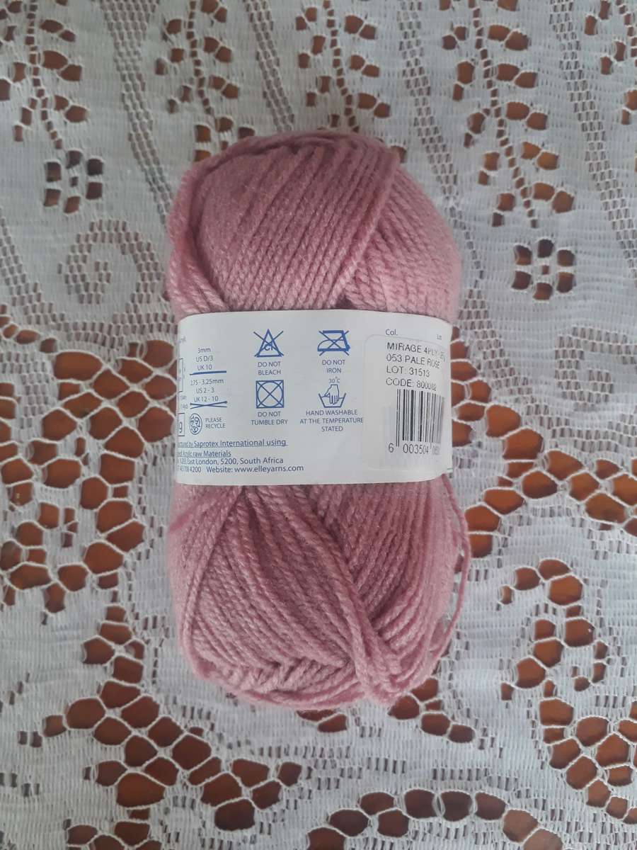 KNITTING WOOL/YARN - ELLE MIRAGE 4 PLY 25G - PALE ROSE