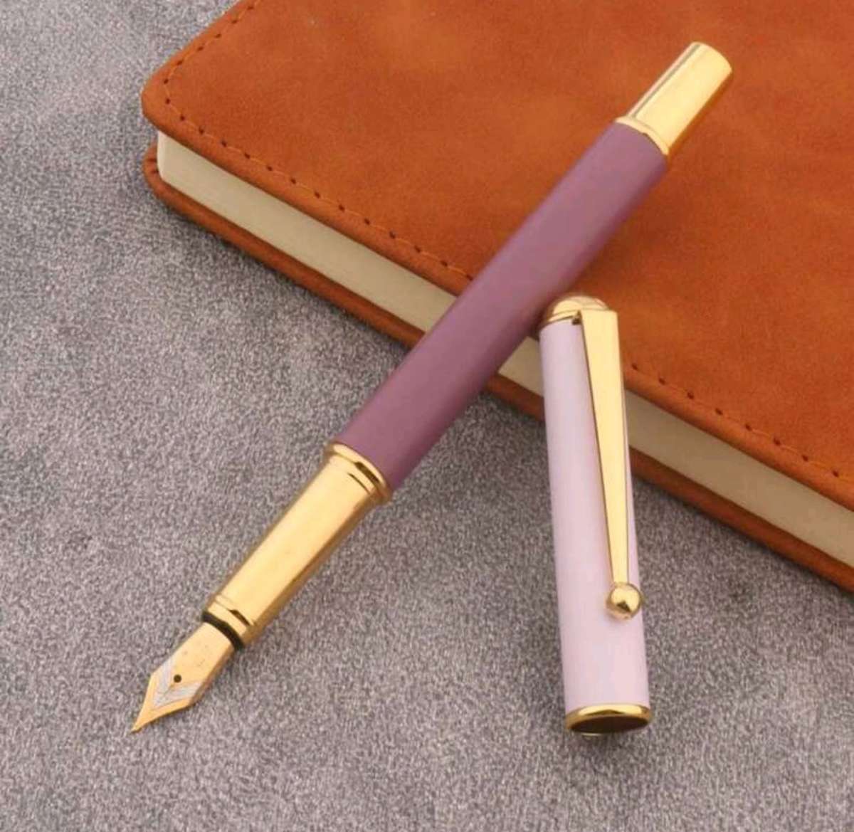 2-Tone Matte Purple Metal Fountain Pen