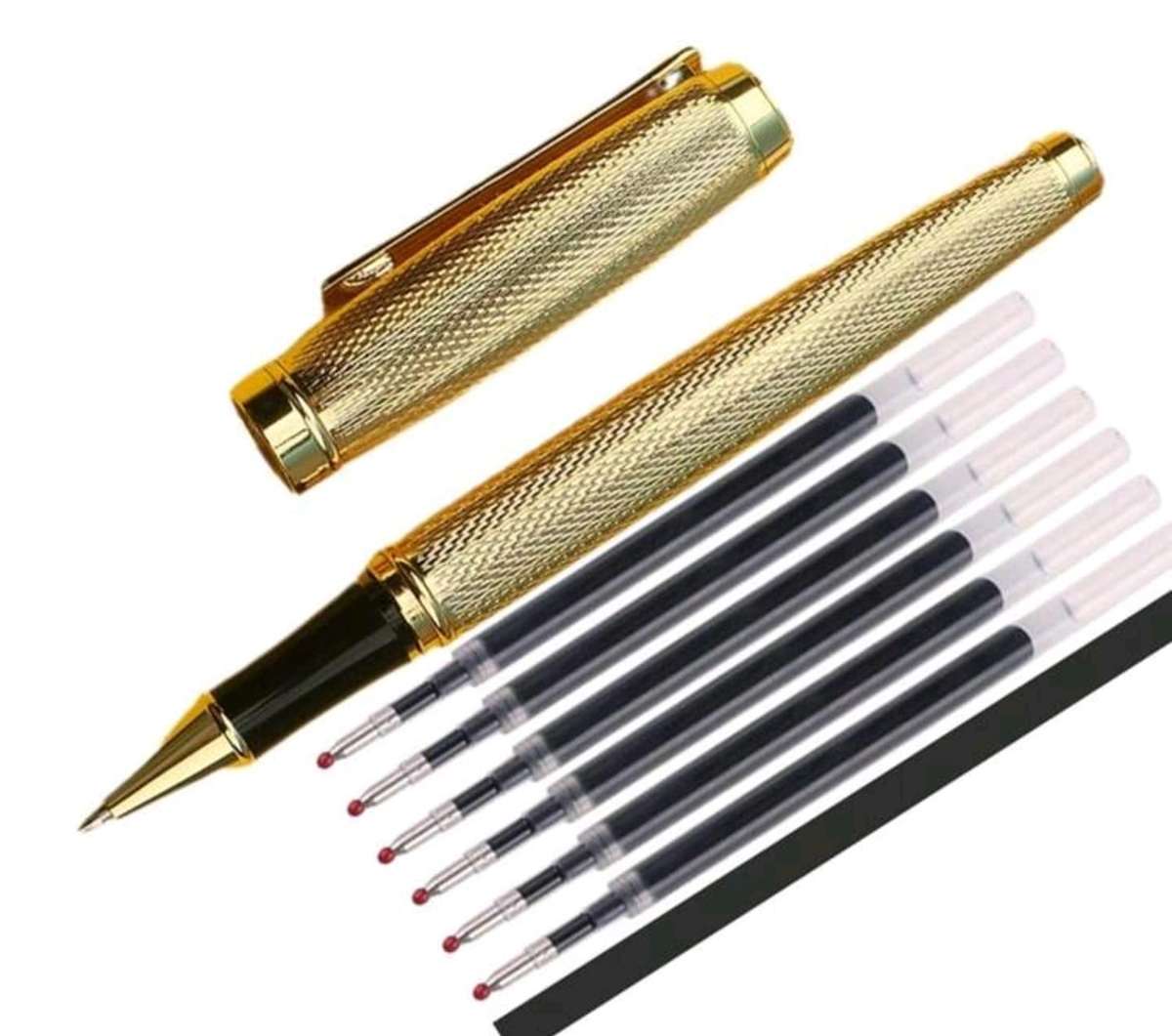 Rich Gold Sheikh RollerBall Pen with 6 Black refills
