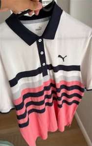 GOLF - Puma Mattr One Way Golf Polo (Pink/White/Navy)