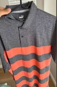 Puma Mattr Orange Stripe Golf Polo