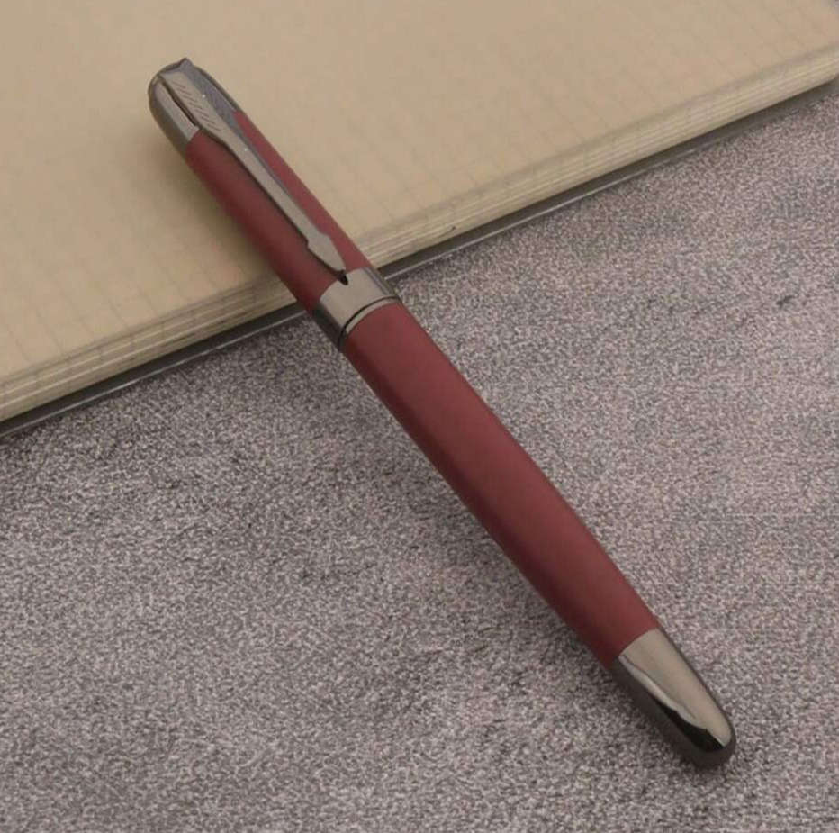 Crimson Red Metal Fountain Pen with Diamonte Cap