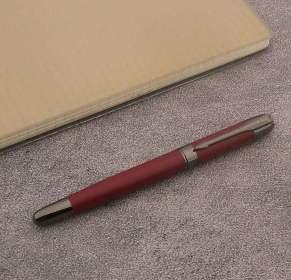 Crimson Red Metal Fountain Pen with Diamonte Cap