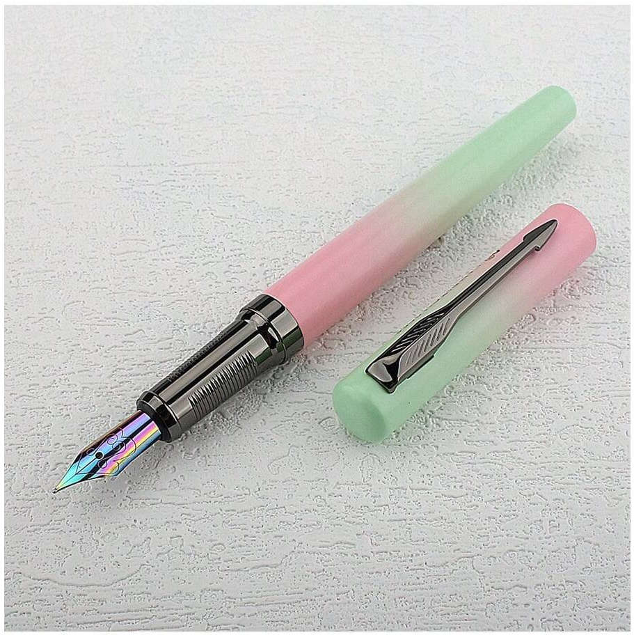 Luxury Fountain Pen with 0.77mm Tungsten Nib (Lime / Pink)