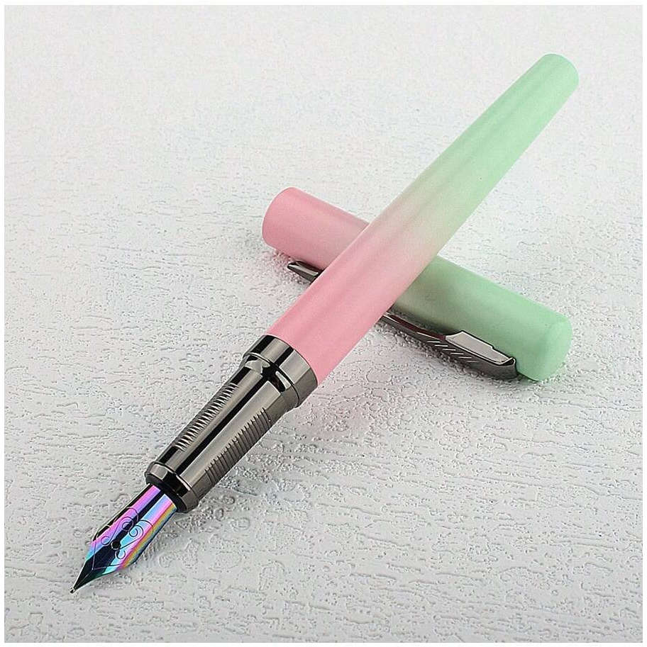 Luxury Fountain Pen with 0.77mm Tungsten Nib (Lime / Pink)