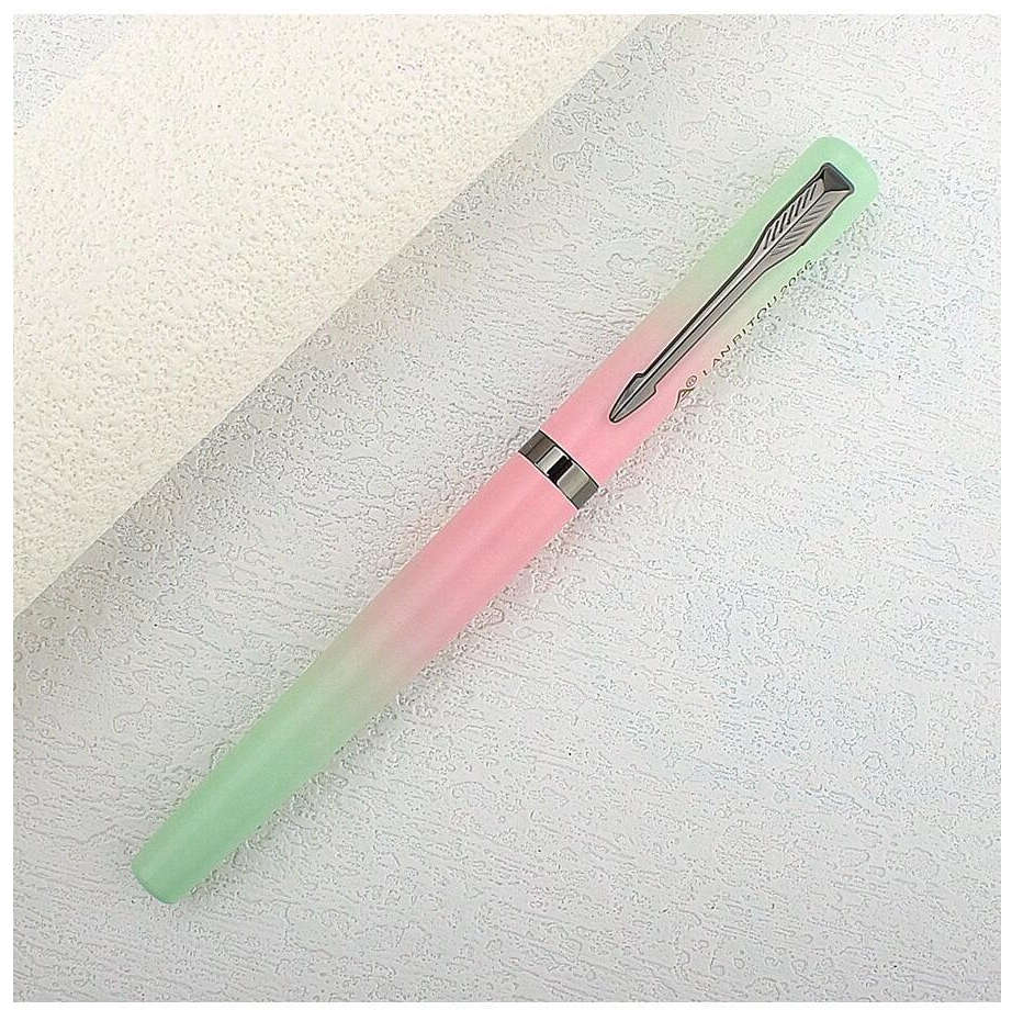 Luxury Fountain Pen with 0.77mm Tungsten Nib (Lime / Pink)