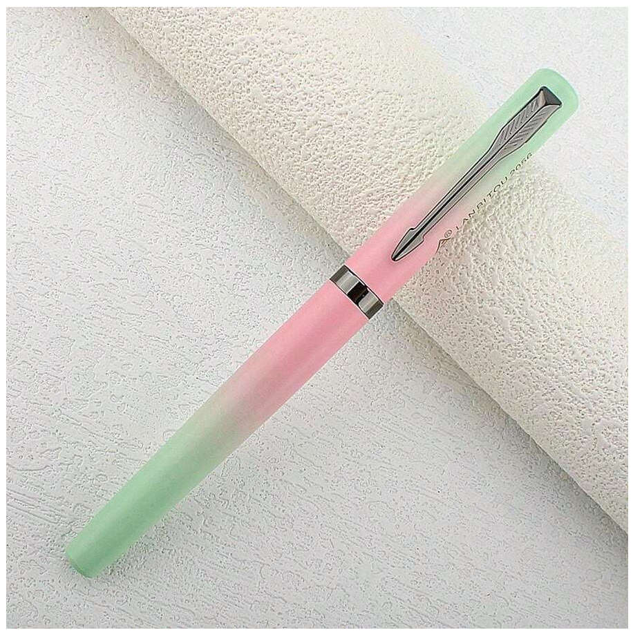 Luxury Fountain Pen with 0.77mm Tungsten Nib (Lime / Pink)