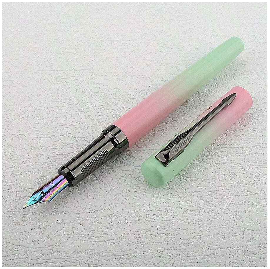 Luxury Fountain Pen with 0.77mm Tungsten Nib (Lime / Pink)