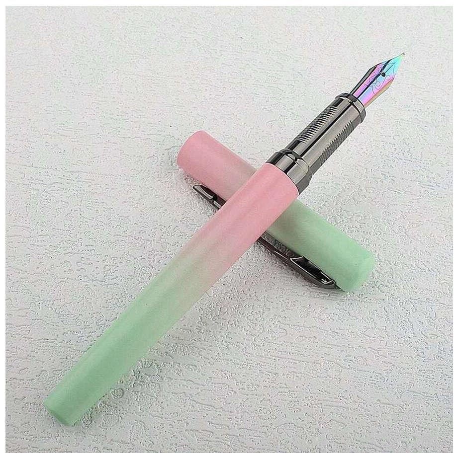 Luxury Fountain Pen with 0.77mm Tungsten Nib (Lime / Pink)