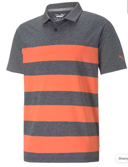 Puma Mattr Orange Stripe Golf Polo
