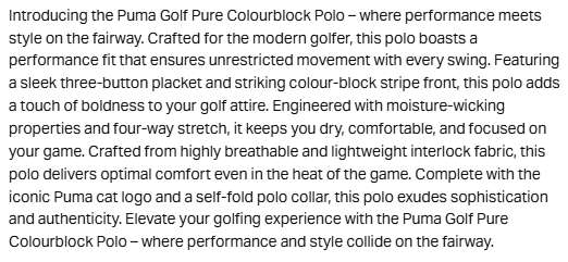 Puma Golf Pure Colourblock Polo