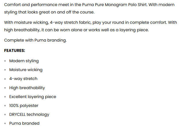 GOLF - Puma Pure Monogram Golf Polo (White Glow/Intense Red)