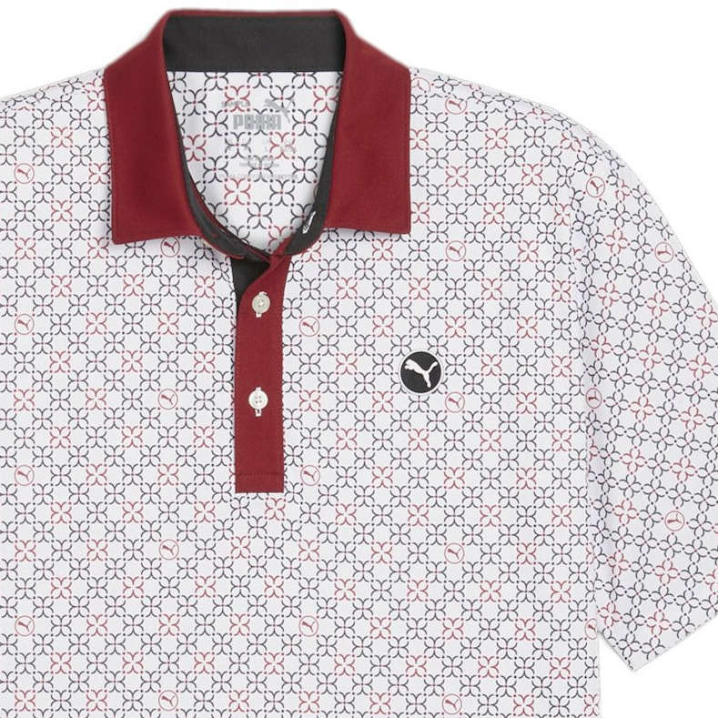GOLF - Puma Pure Monogram Golf Polo (White Glow/Intense Red)