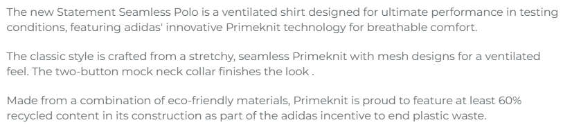 GOLF - Adidas Statement Seamless Primeknit Polo (Black)