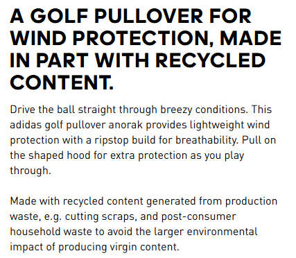 Adidas Adicross Half Zip Golf Anorak Pullover