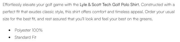 Lyle & Scott Golf Technical Fancourt Polo