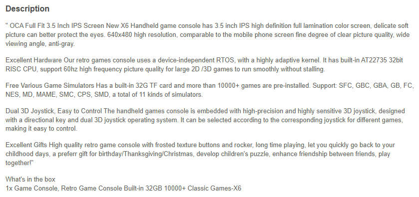 X6 Retro Gaming Console