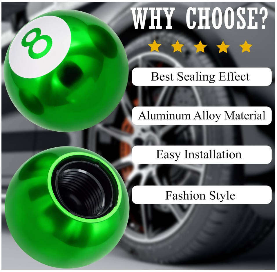 8 Ball Tyre Valve Cap Green
