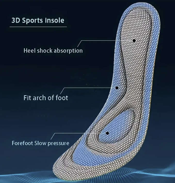 5D Memory Foam Orthopedic Sports Insoles (UNISEX) Size 43 - 44 ***CAN BE CUT TO SIZE***