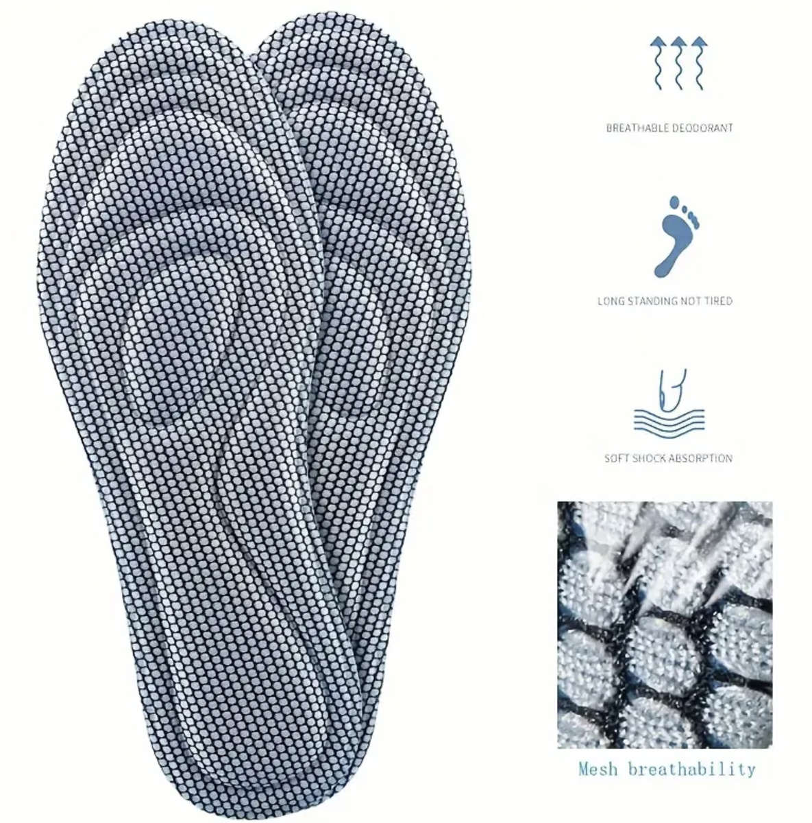 5D Memory Foam Orthopedic Sports Insoles (UNISEX) Size 43 - 44 ***CAN BE CUT TO SIZE***