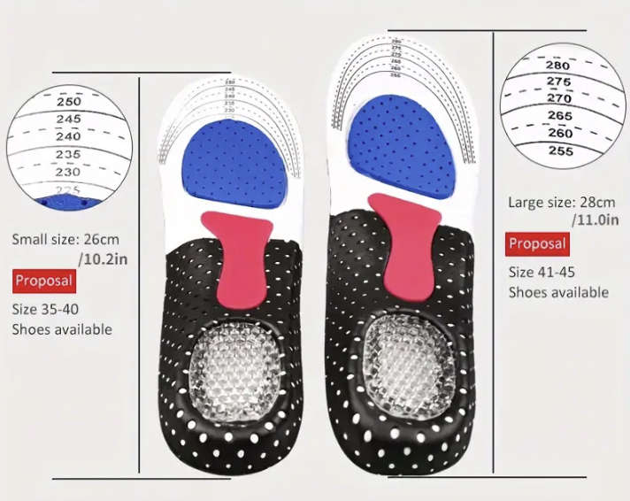 High Density 4D Sponge Gel Insoles (Size 40 - 45)